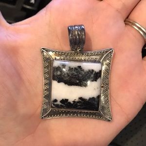 QVC Artisan Crafted Sterling Silver 925 Zebra Jasper Pendant